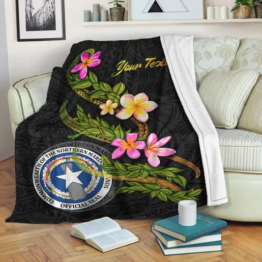 Northern Mariana Islands Polynesian Custom Personalised Blanket - Plumeria Tribal