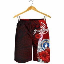 Northern Mariana Islands Polynesian Custom Personalised Men Shorts - Coat Of Arm With Hibiscus