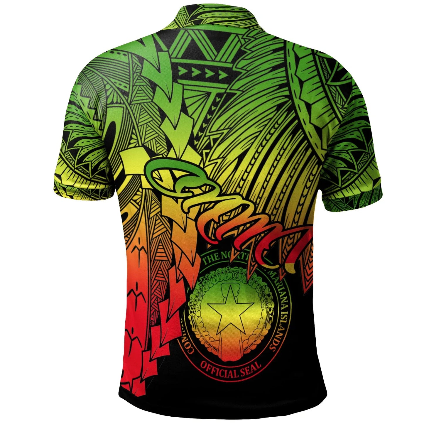 Northern Mariana Islands Polynesian Custom Personalised Polo - Tribal Wave Tattoo Reggae