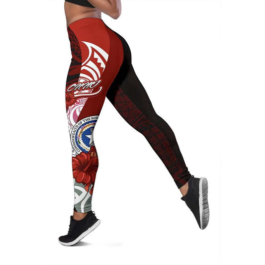 Polynesian Legging  - Guam Flag, Seal with Maui Moana Tattoo