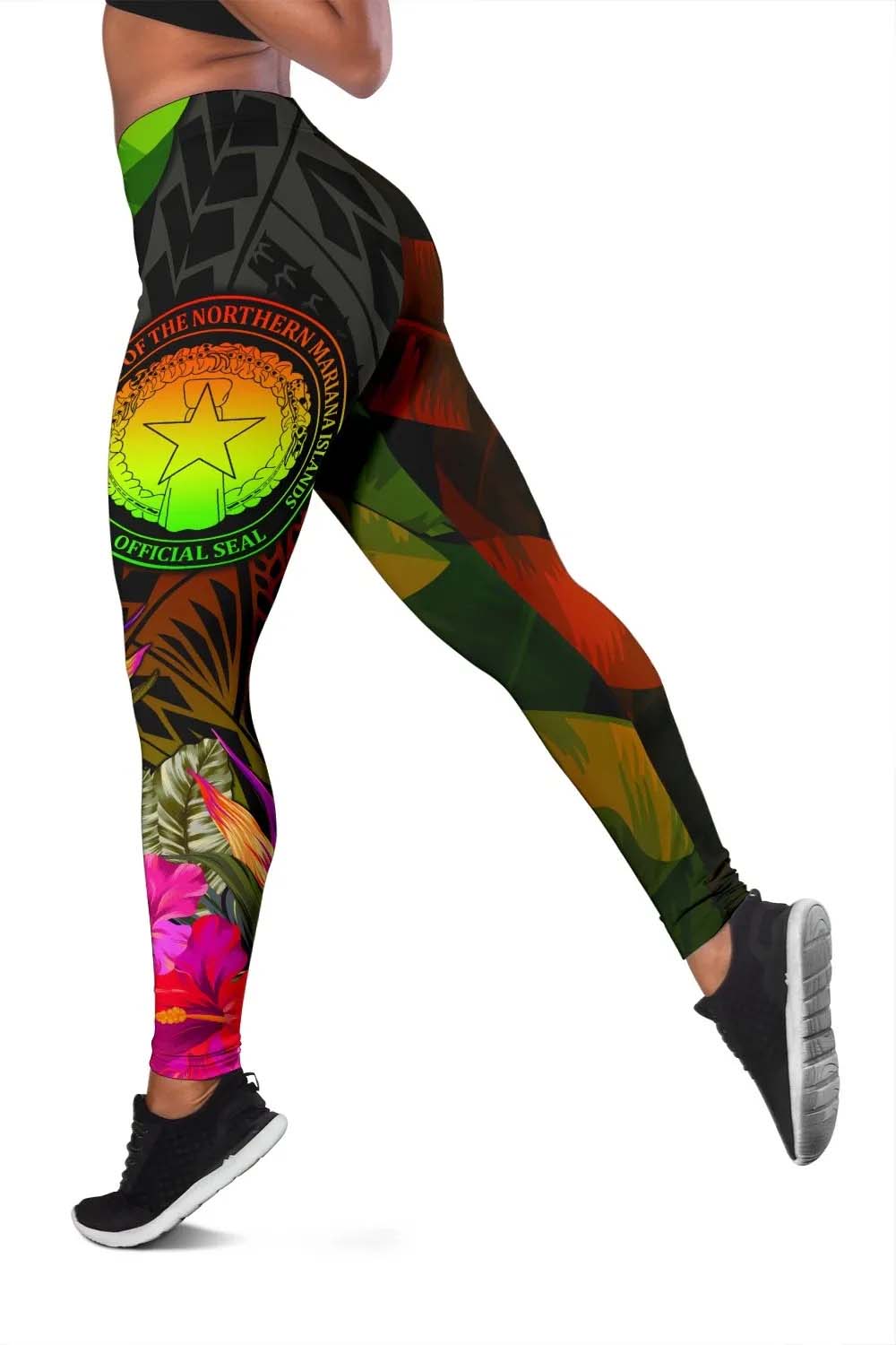 Northern Mariana Islands Polynesian Legging- Hibiscus and Banana Leaves