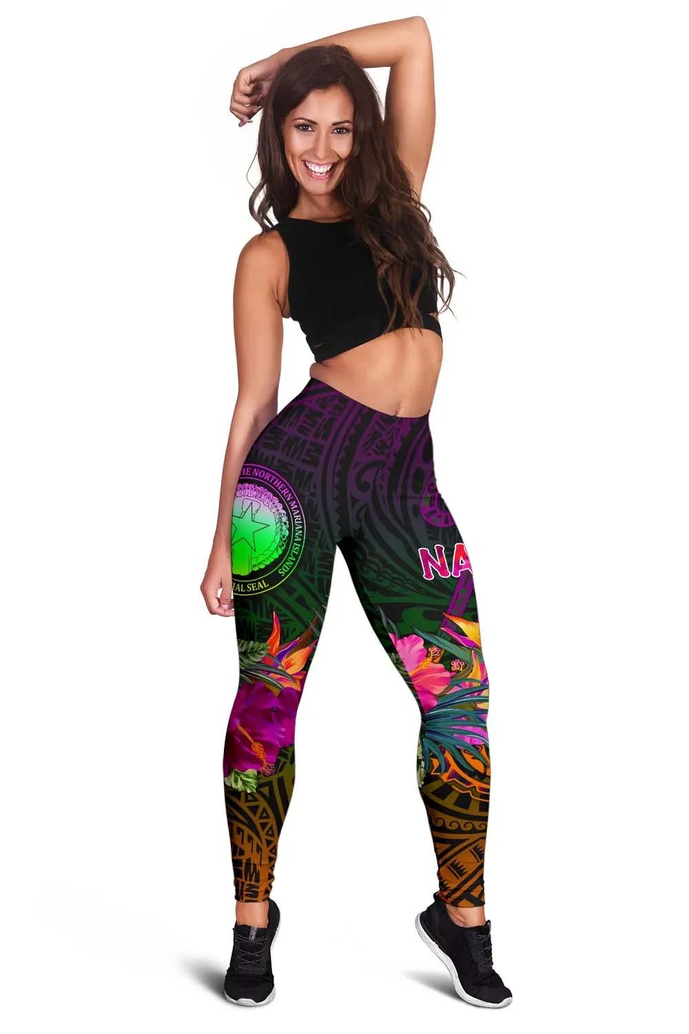 Northern Mariana Islands Polynesian Personalised Legging - Summer Hibiscus