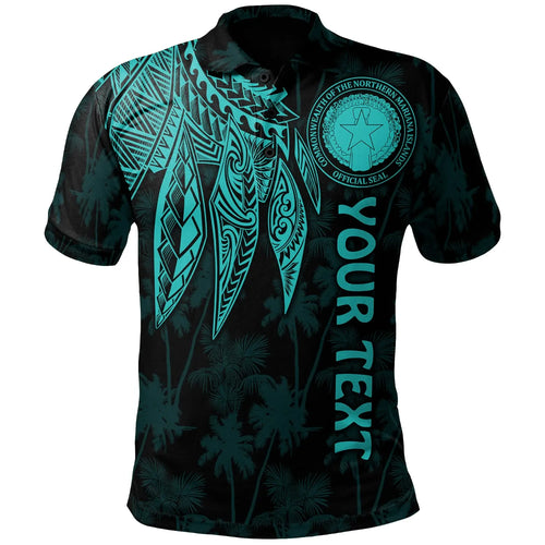 Northern Mariana Islands Polynesian Personalised Polo Shirt - Polynesian Wings Turquoise