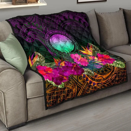 Northern Mariana Islands Polynesian Premium Quilt - Summer Hibiscus