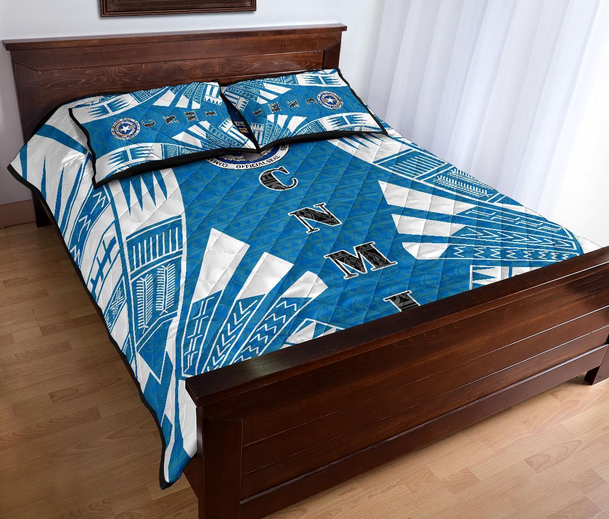 Northern Mariana Islands Quilt Bed Set - Northern Mariana Islands Seal & Polynesian White Tattoo Style