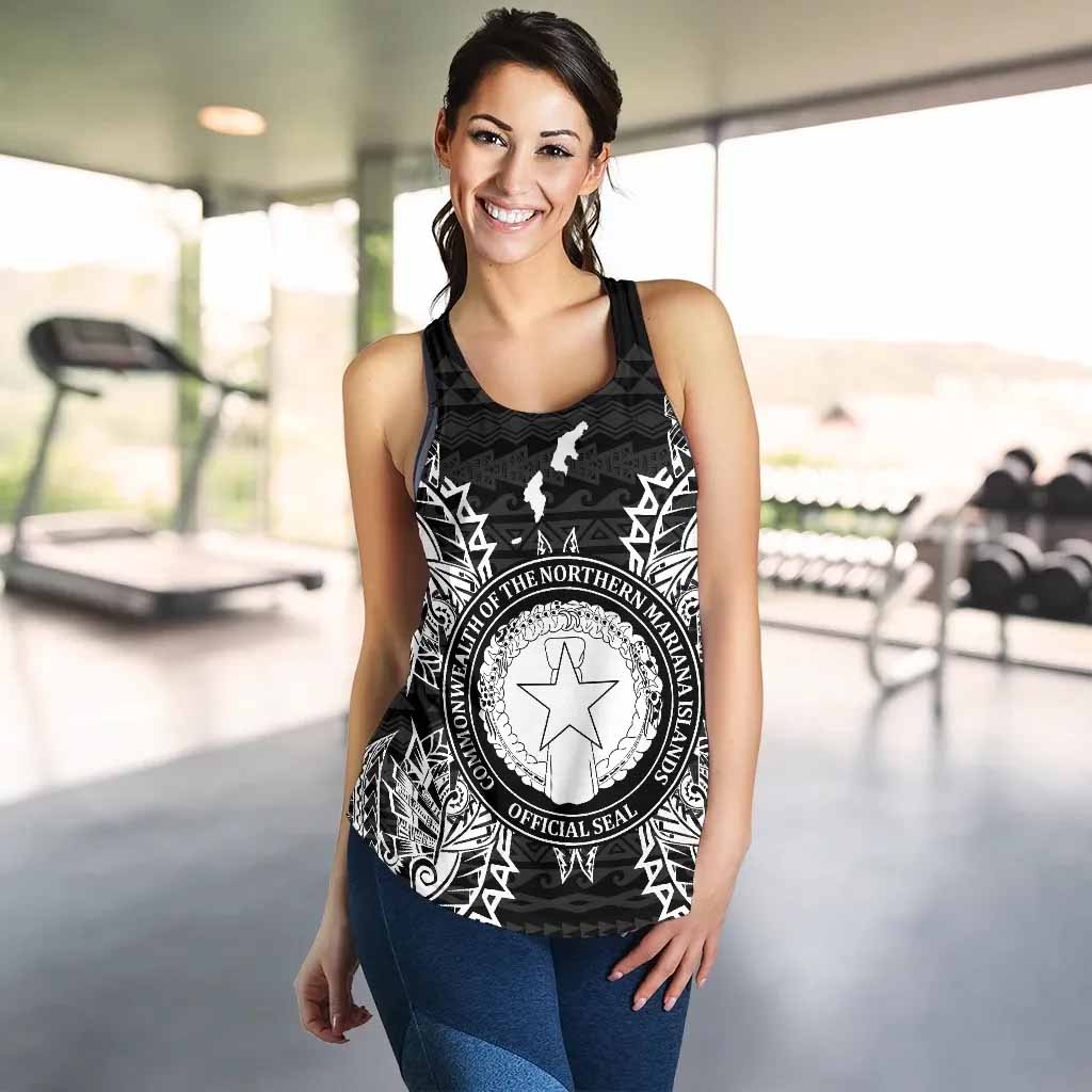 Northern Mariana Islands Polynesian Women Tank Top Map Black