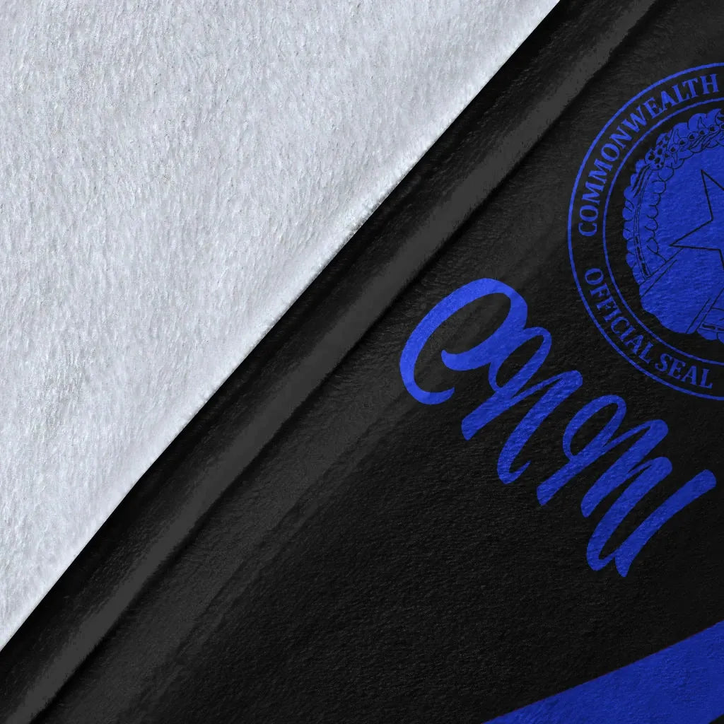 Northern Mariana Islands Premium Blanket - Blue Polynesian Tentacle Tribal Pattern