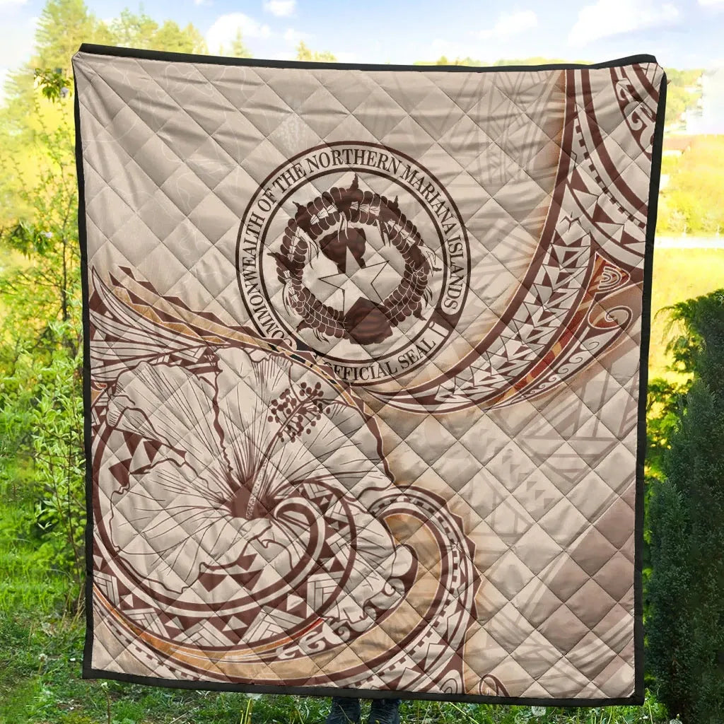 Northern Mariana Islands Premium Quilt - Hibiscus Flowers Vintage Style
