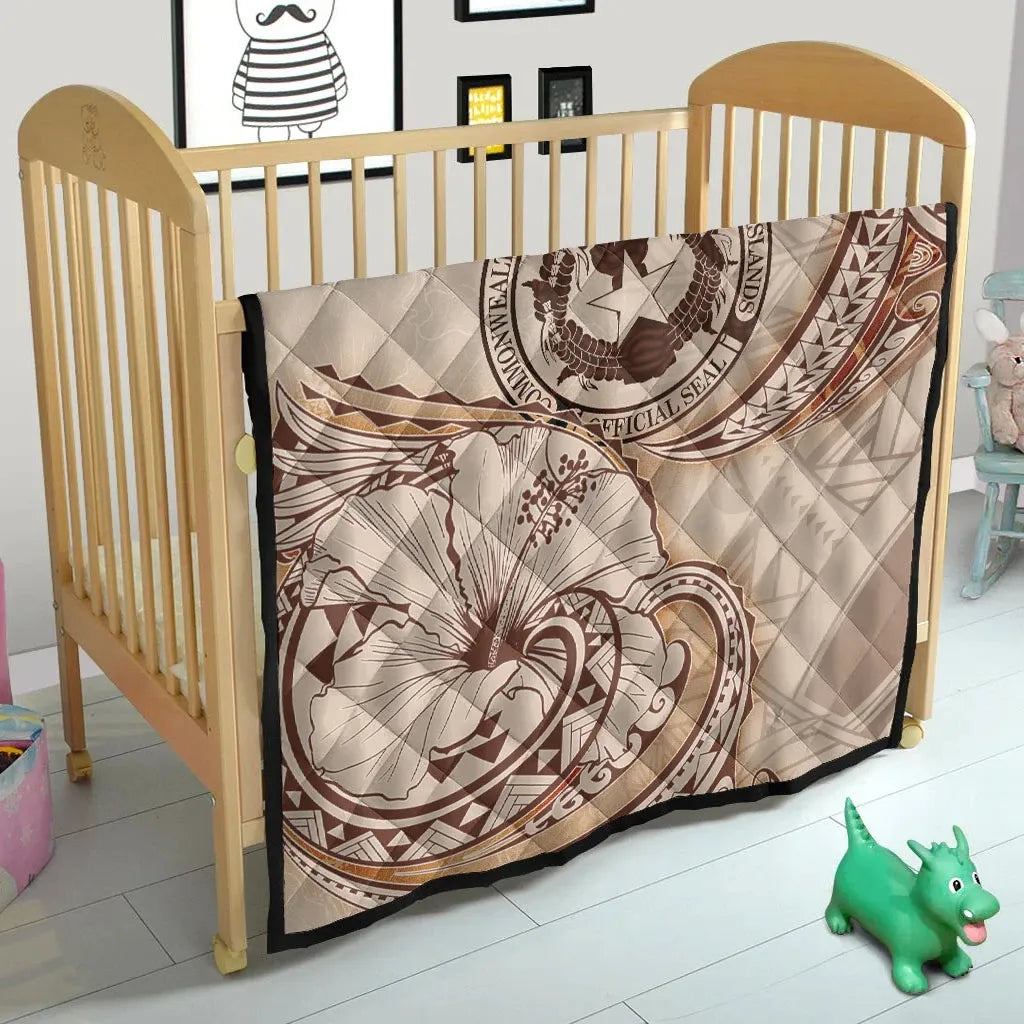 Northern Mariana Islands Premium Quilt - Hibiscus Flowers Vintage Style