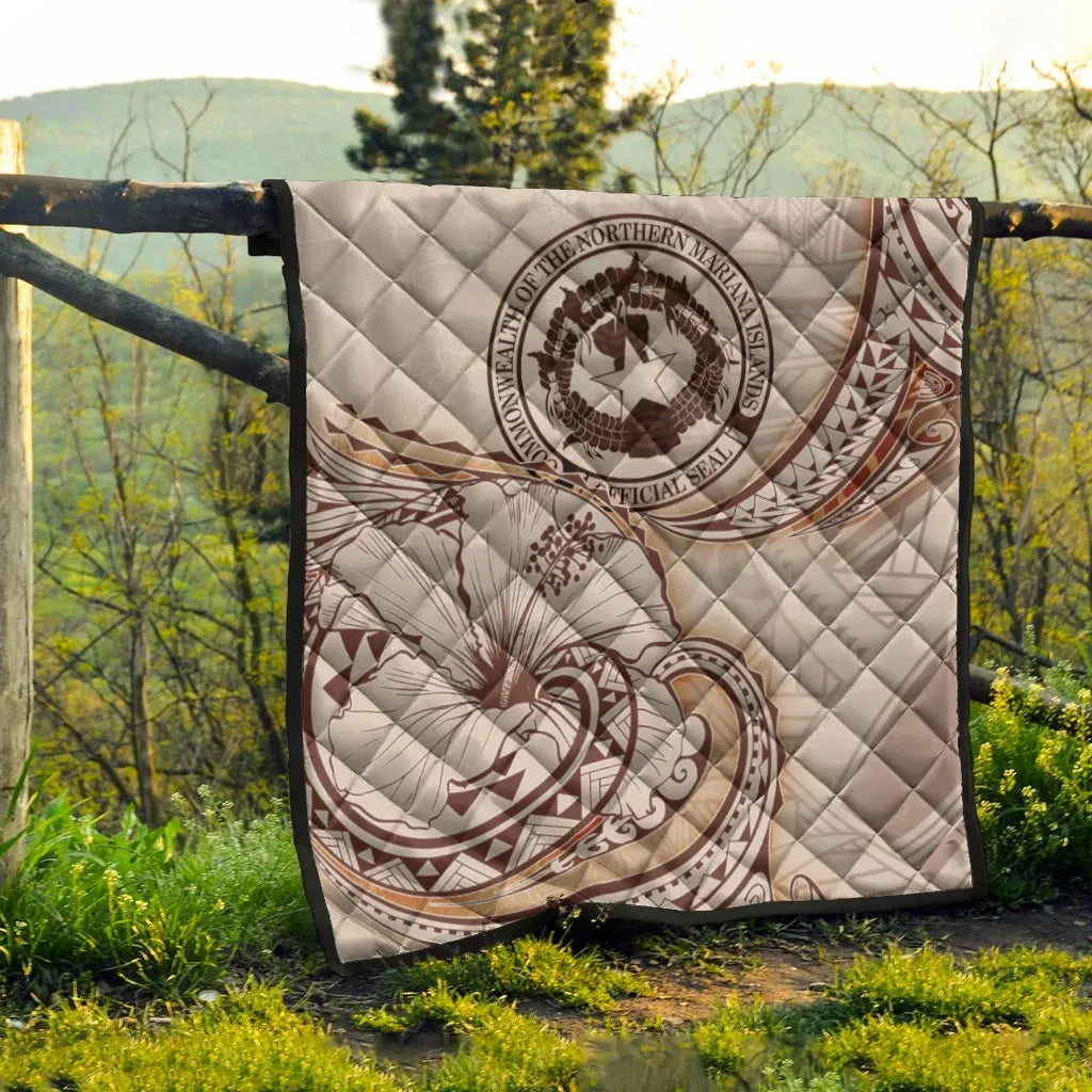 Northern Mariana Islands Premium Quilt - Hibiscus Flowers Vintage Style
