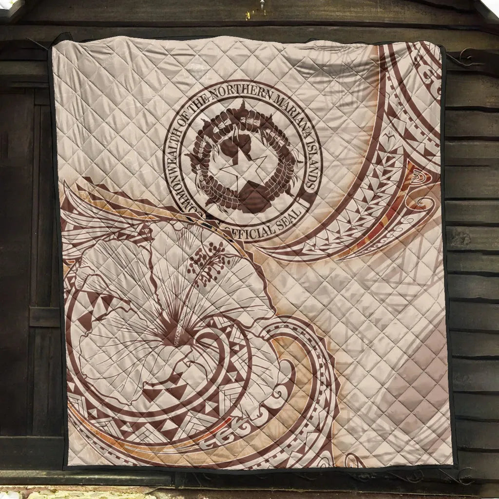 Northern Mariana Islands Premium Quilt - Hibiscus Flowers Vintage Style