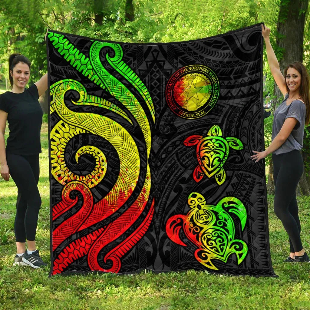 Northern Mariana Islands Premium Quilt - Reggae Tentacle Turtle