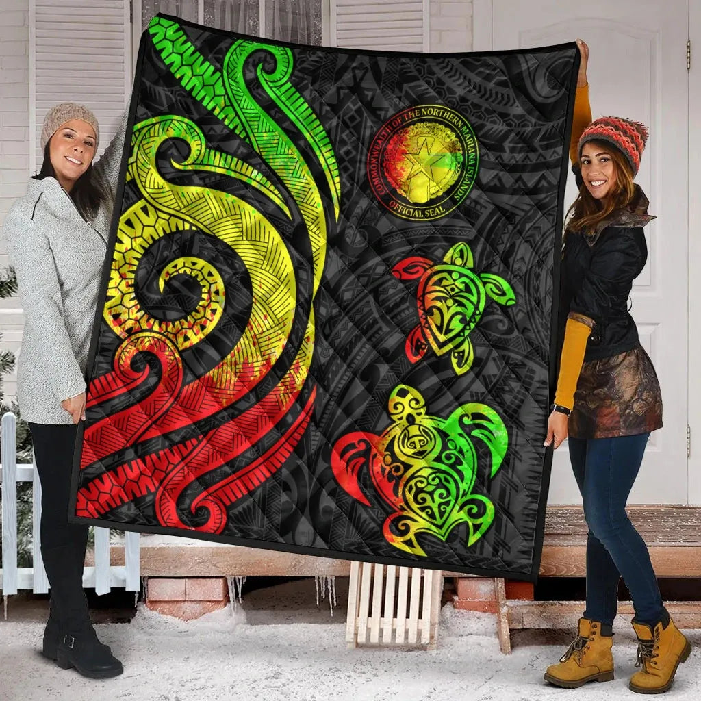 Northern Mariana Islands Premium Quilt - Reggae Tentacle Turtle