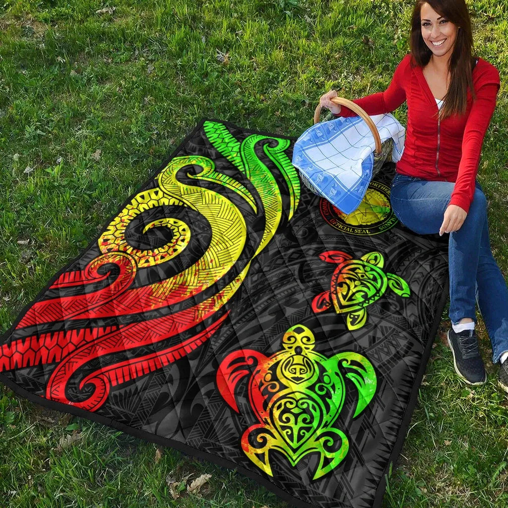 Northern Mariana Islands Premium Quilt - Reggae Tentacle Turtle