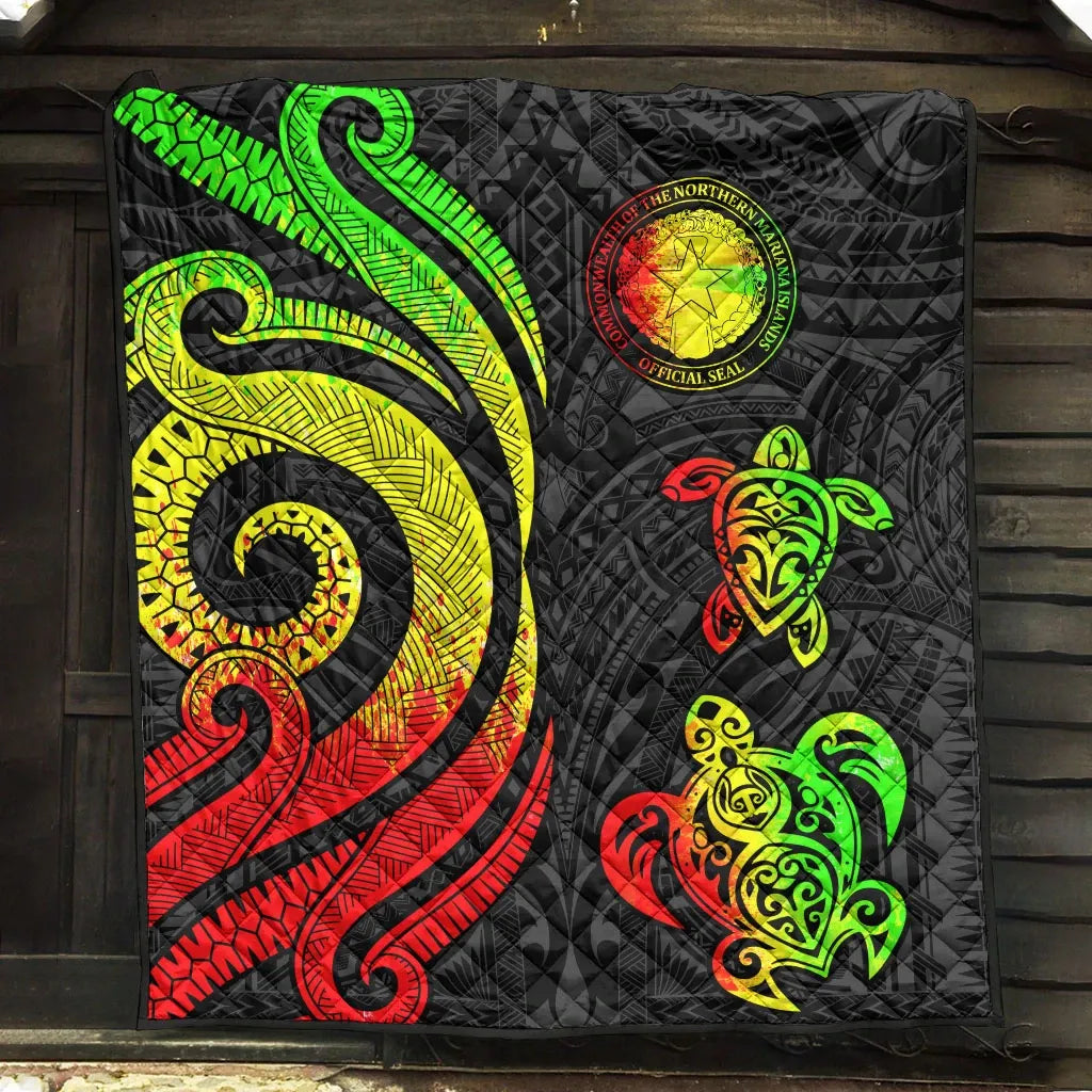 Northern Mariana Islands Premium Quilt - Reggae Tentacle Turtle