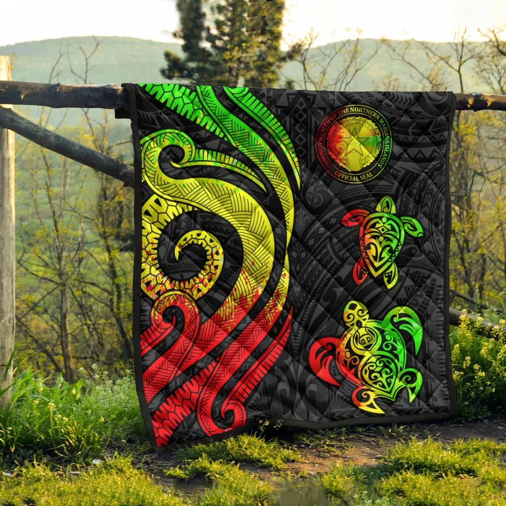 Northern Mariana Islands Premium Quilt - Reggae Tentacle Turtle