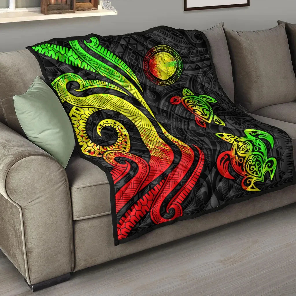 Northern Mariana Islands Premium Quilt - Reggae Tentacle Turtle
