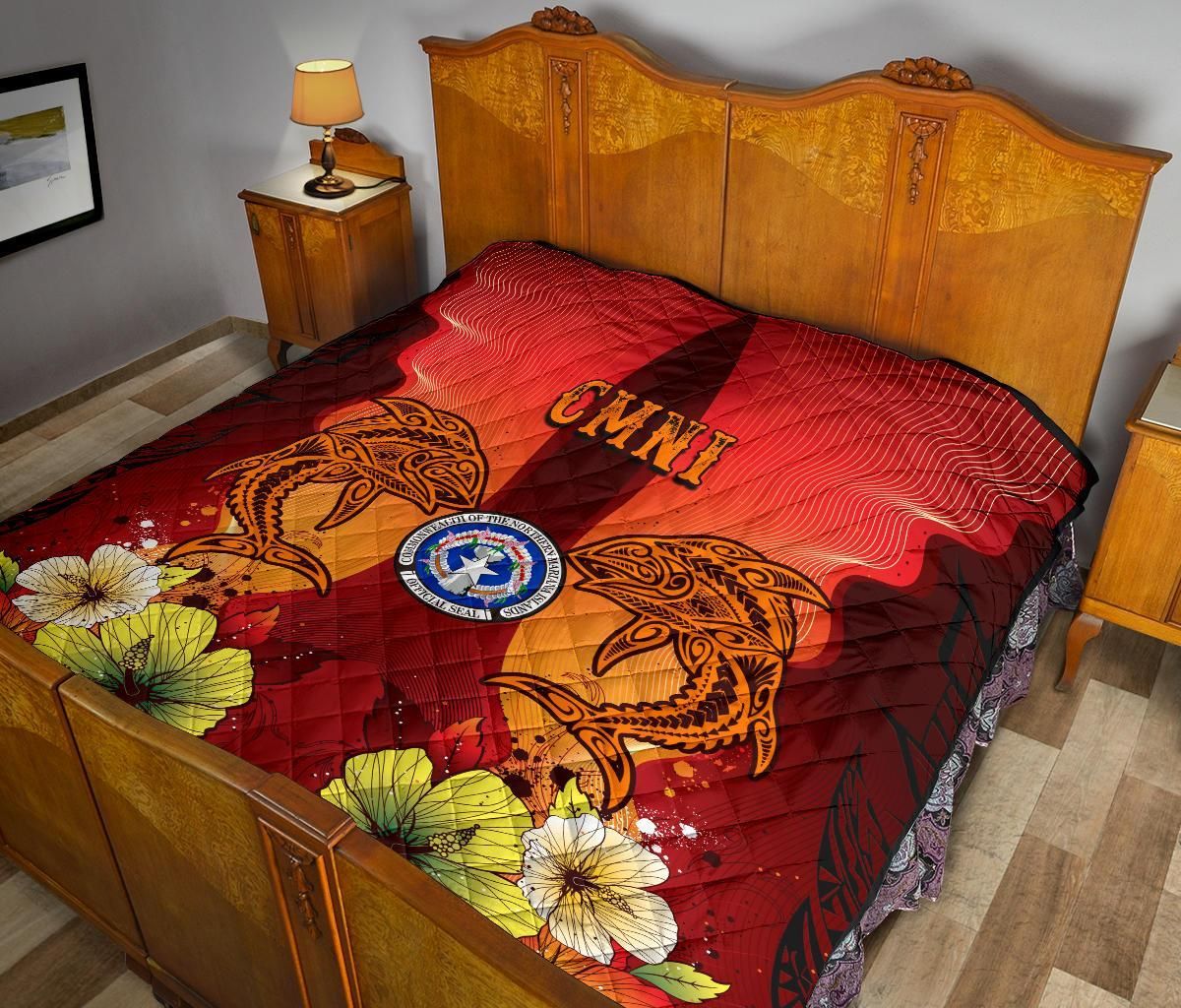 Northern Mariana Islands Premium Quilt - Tribal Tuna Fish