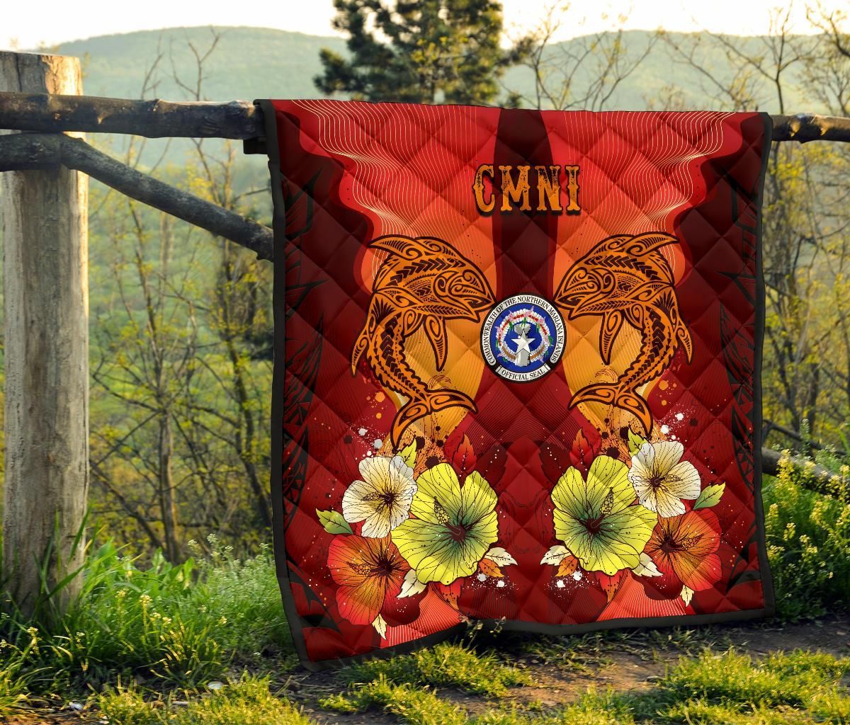 Northern Mariana Islands Premium Quilt - Tribal Tuna Fish