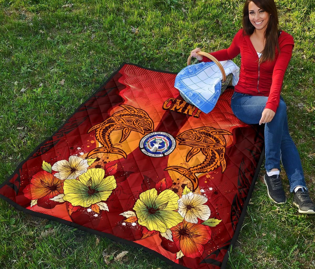 Northern Mariana Islands Premium Quilt - Tribal Tuna Fish