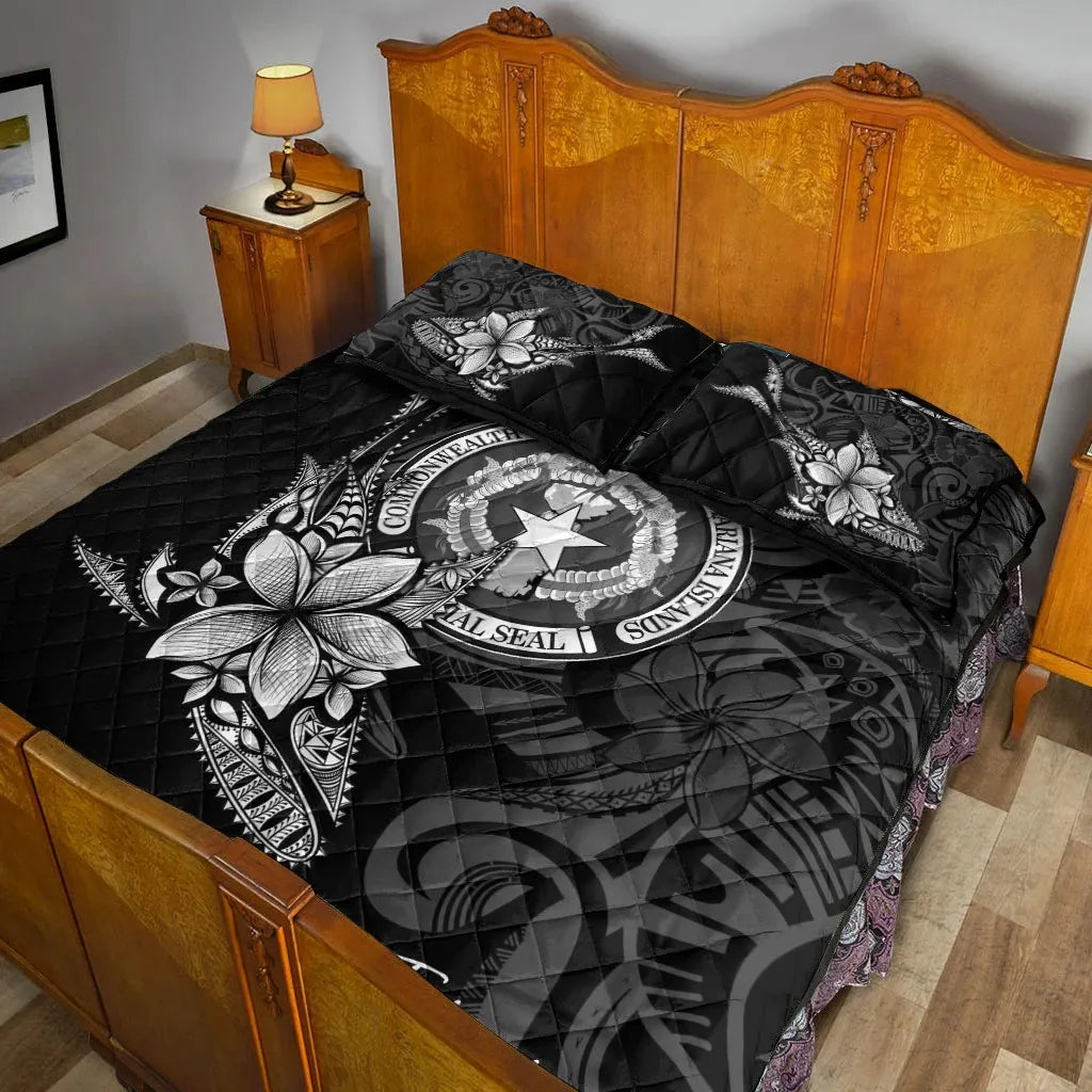 Northern Mariana Islands Quilt Bed Set - Fish With Plumeria Flowers Style