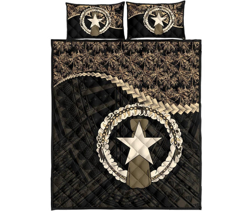Northern Mariana Islands Polynesian Quilt Bed Set Golden Coconut