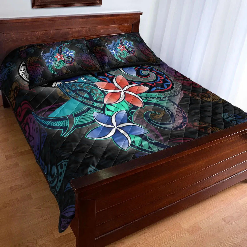 Northern Mariana Islands Quilt Bed Set - Plumeria Flowers Style