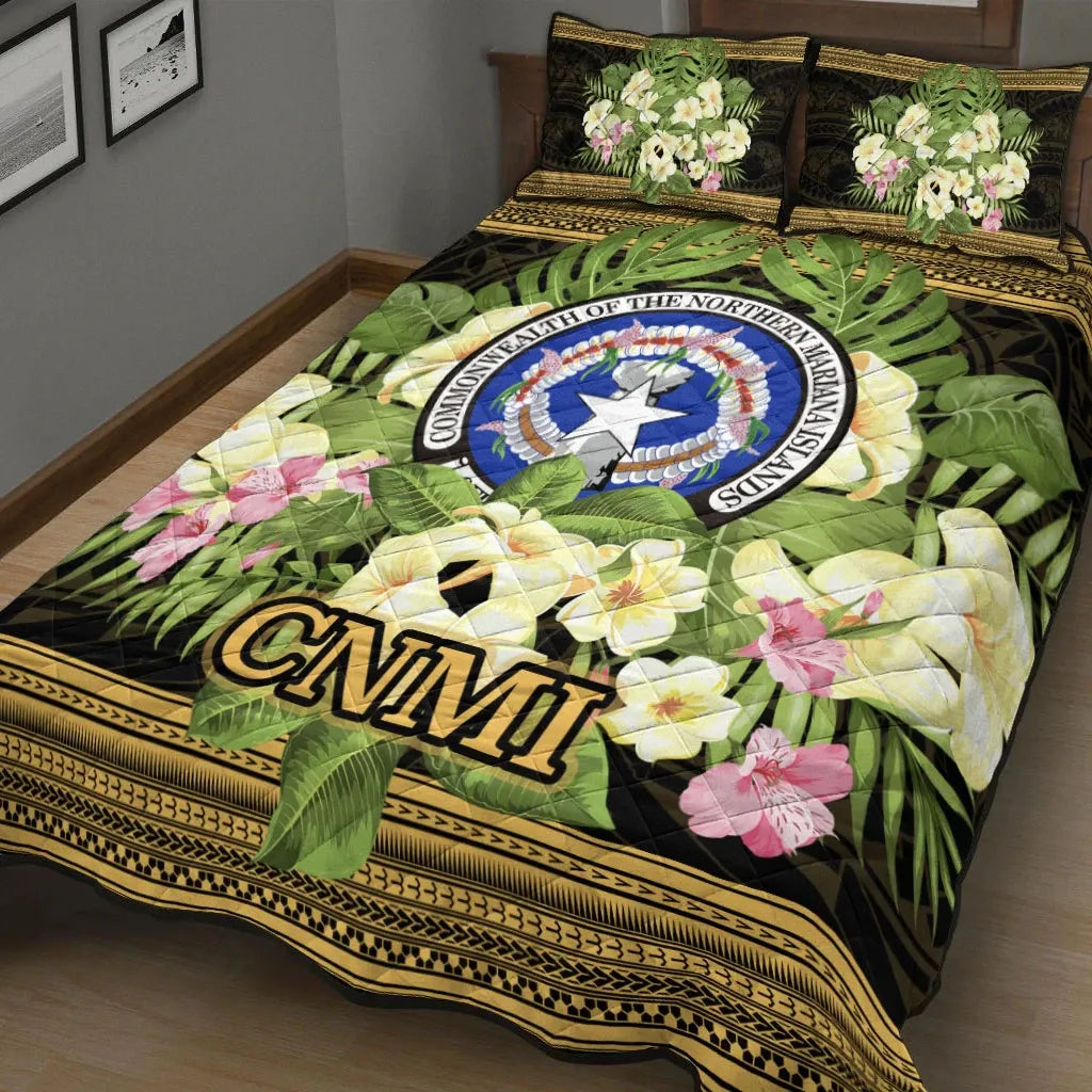 Northern Mariana Islands Quilt Bed Set - Polynesian Gold Patterns Collection