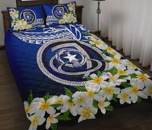 Northern Mariana Islands Quilt Bed Set - Polynesian Plumeria Pattern