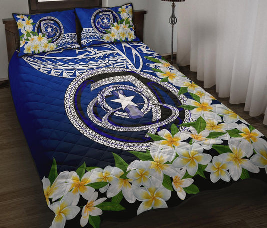 Northern Mariana Islands Quilt Bed Set - Polynesian Plumeria Pattern