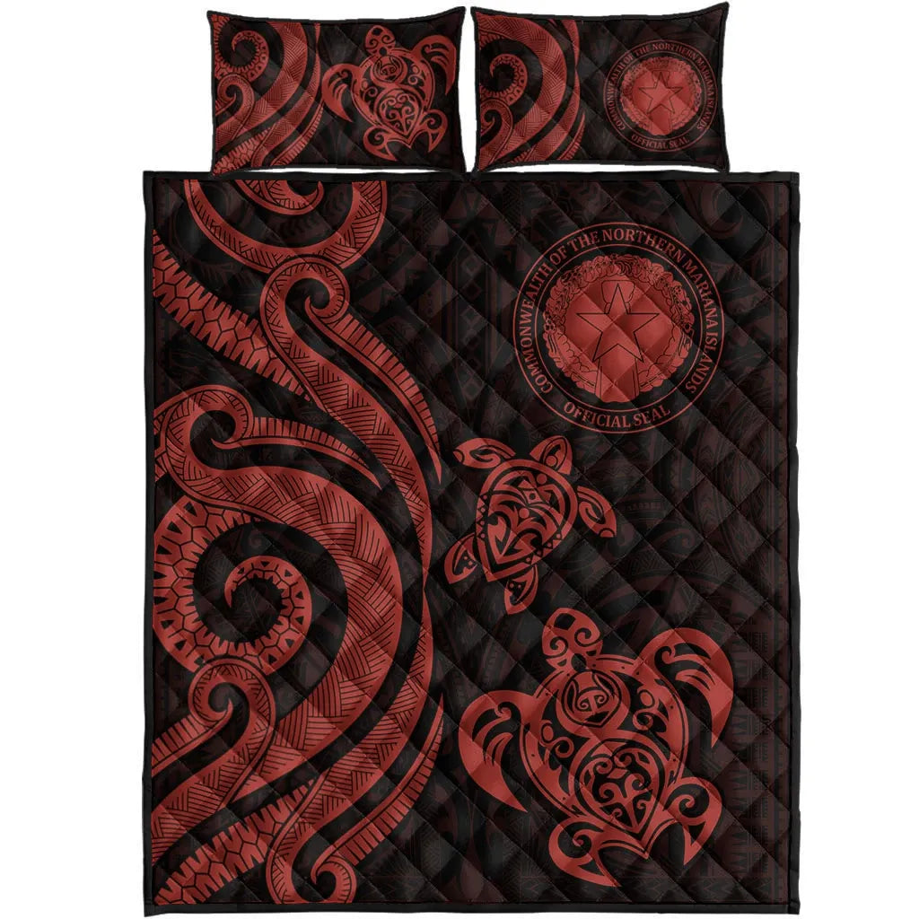 Northern Mariana Islands Quilt Bed Set - Red Tentacle Turtle