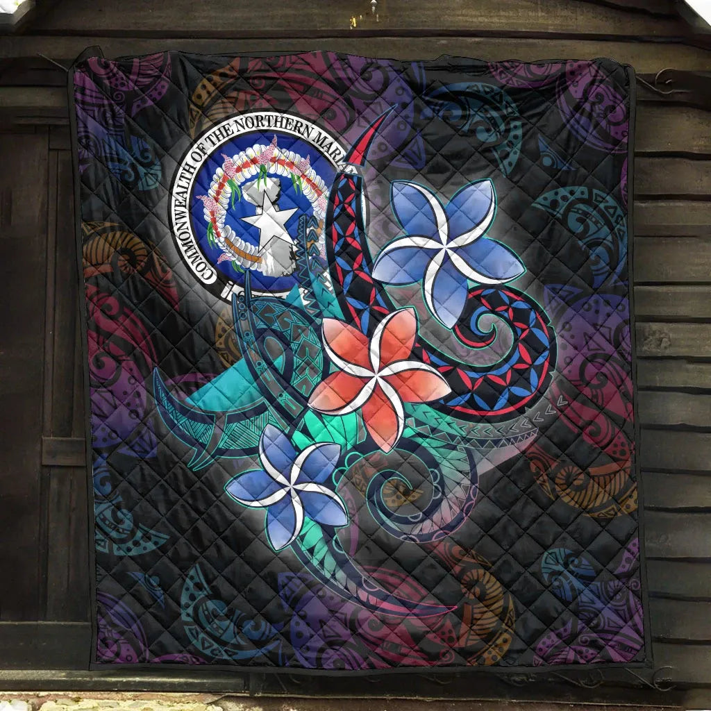 Northern Mariana Islands Quilt - Plumeria Flowers Style