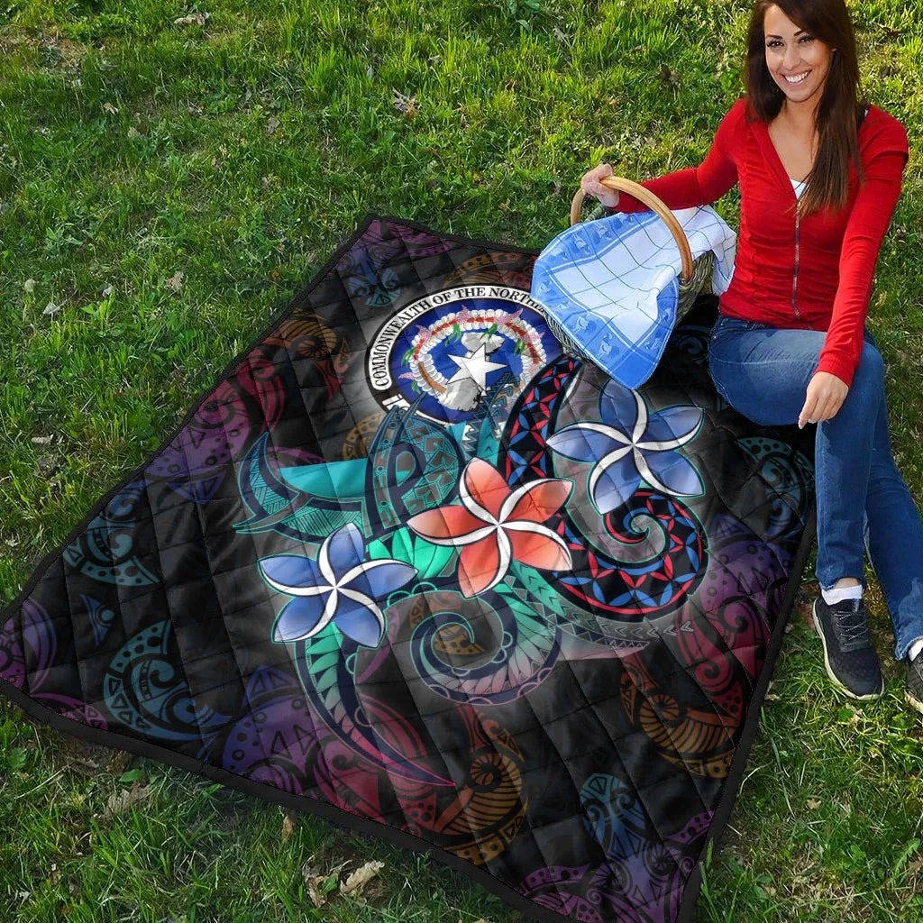 Northern Mariana Islands Quilt - Plumeria Flowers Style