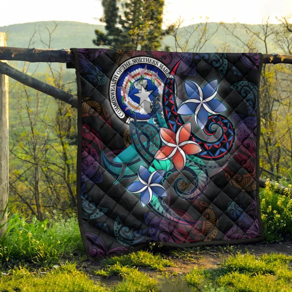 Northern Mariana Islands Quilt - Plumeria Flowers Style
