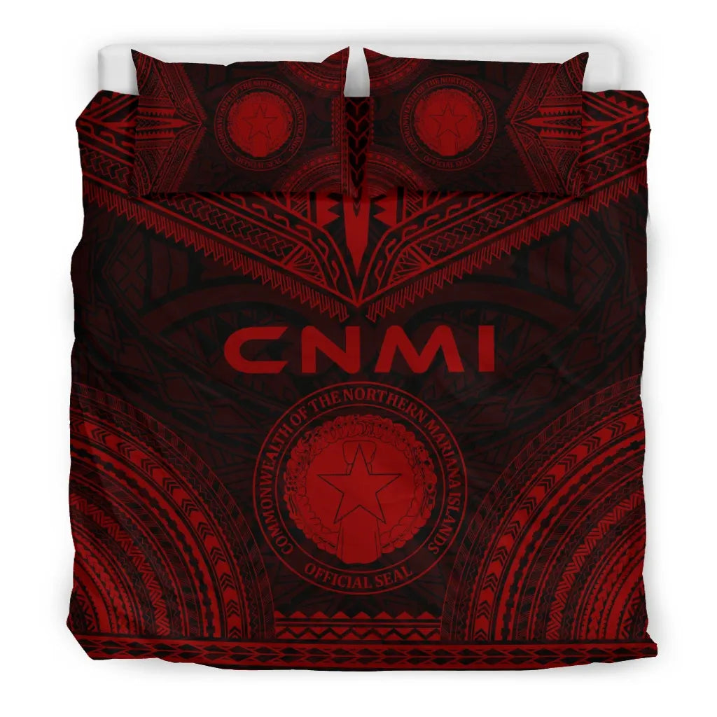 Northern Mariana Islands Polynesian Chief Duvet Cover Set - Red Version