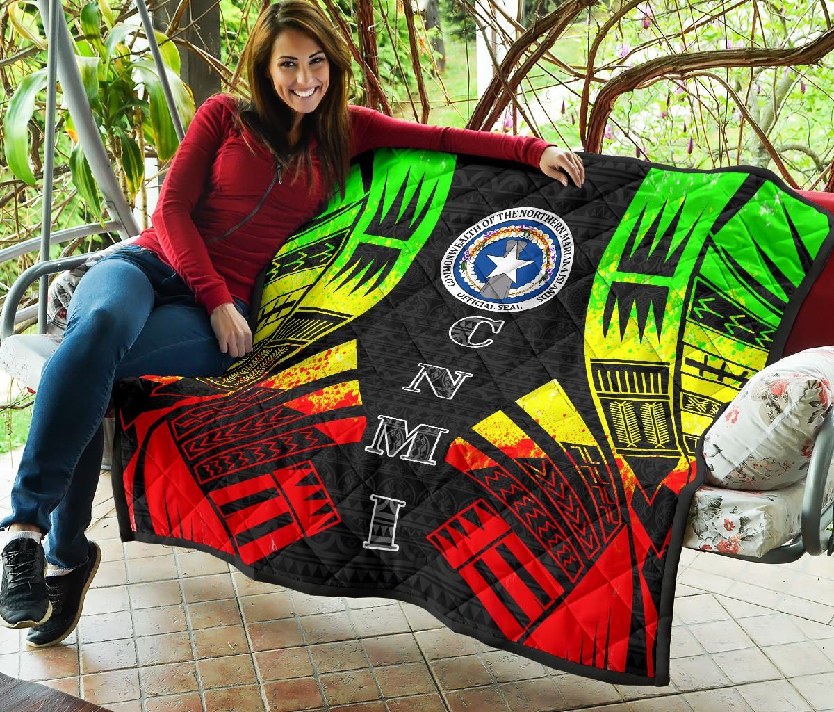 Northern Mariana Islands Premium Quilt - Northern Mariana Islands Seal Polynesian Reggae Tattoo