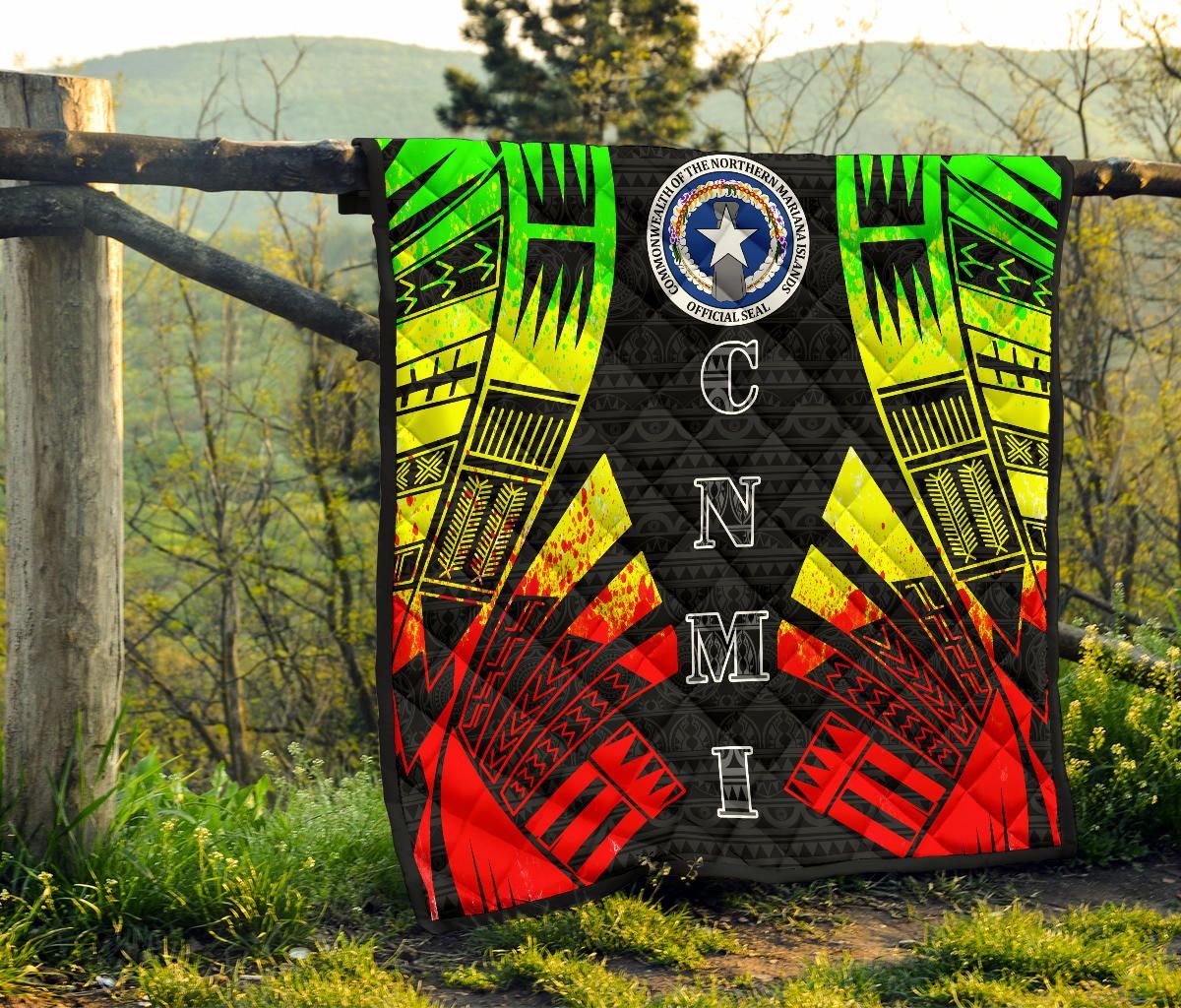 Northern Mariana Islands Premium Quilt - Northern Mariana Islands Seal Polynesian Reggae Tattoo