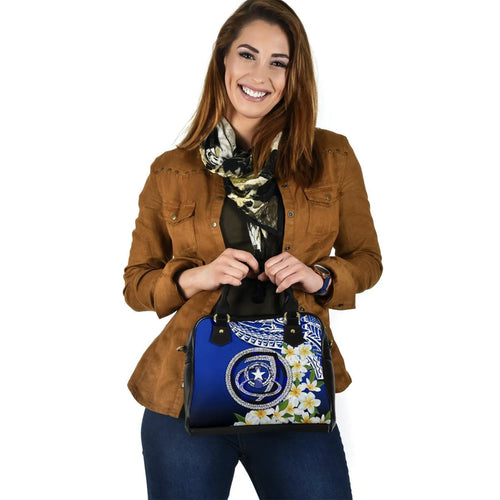 Northern Mariana Islands Shoulder Handbag - Polynesian Plumeria Pattern