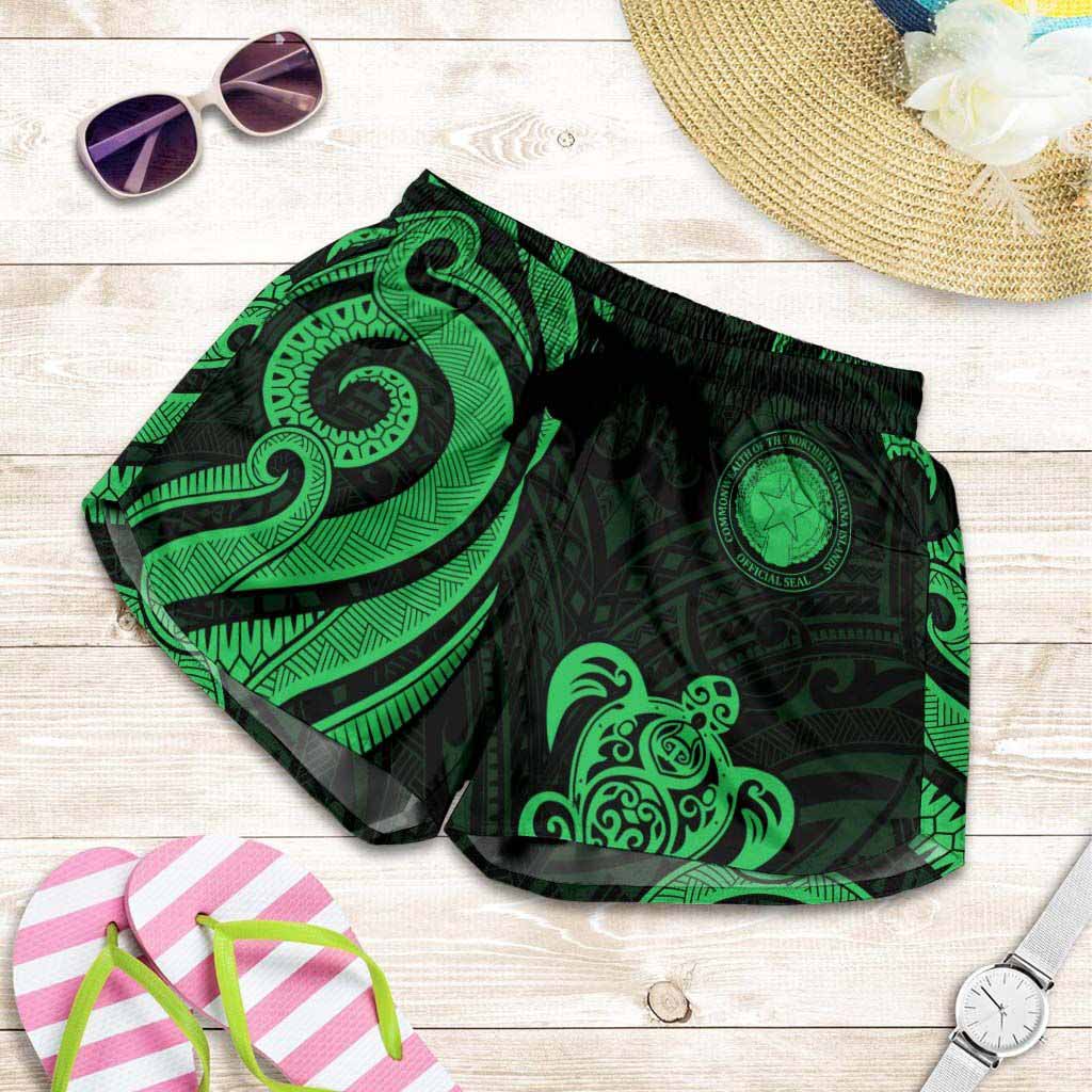 Northern Mariana Islands Women Shorts - Green Tentacle Turtle