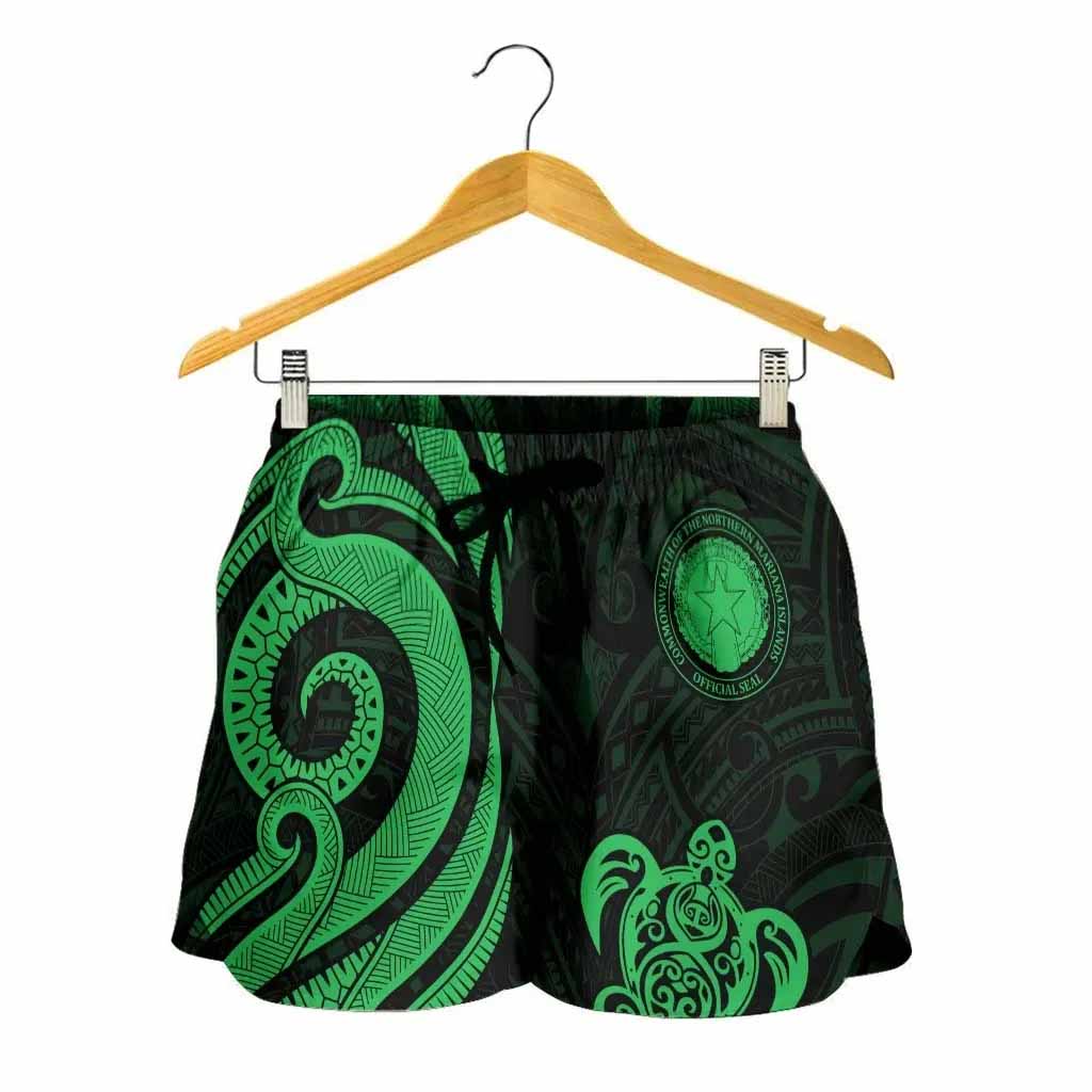 Northern Mariana Islands Women Shorts - Green Tentacle Turtle