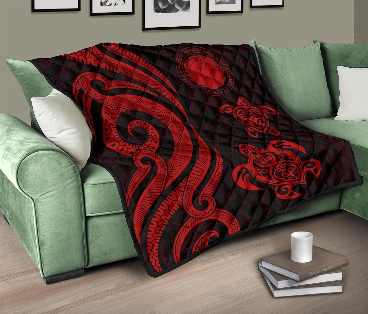 Northern Mariana Premium Quilt - Red Tentacle Turtle