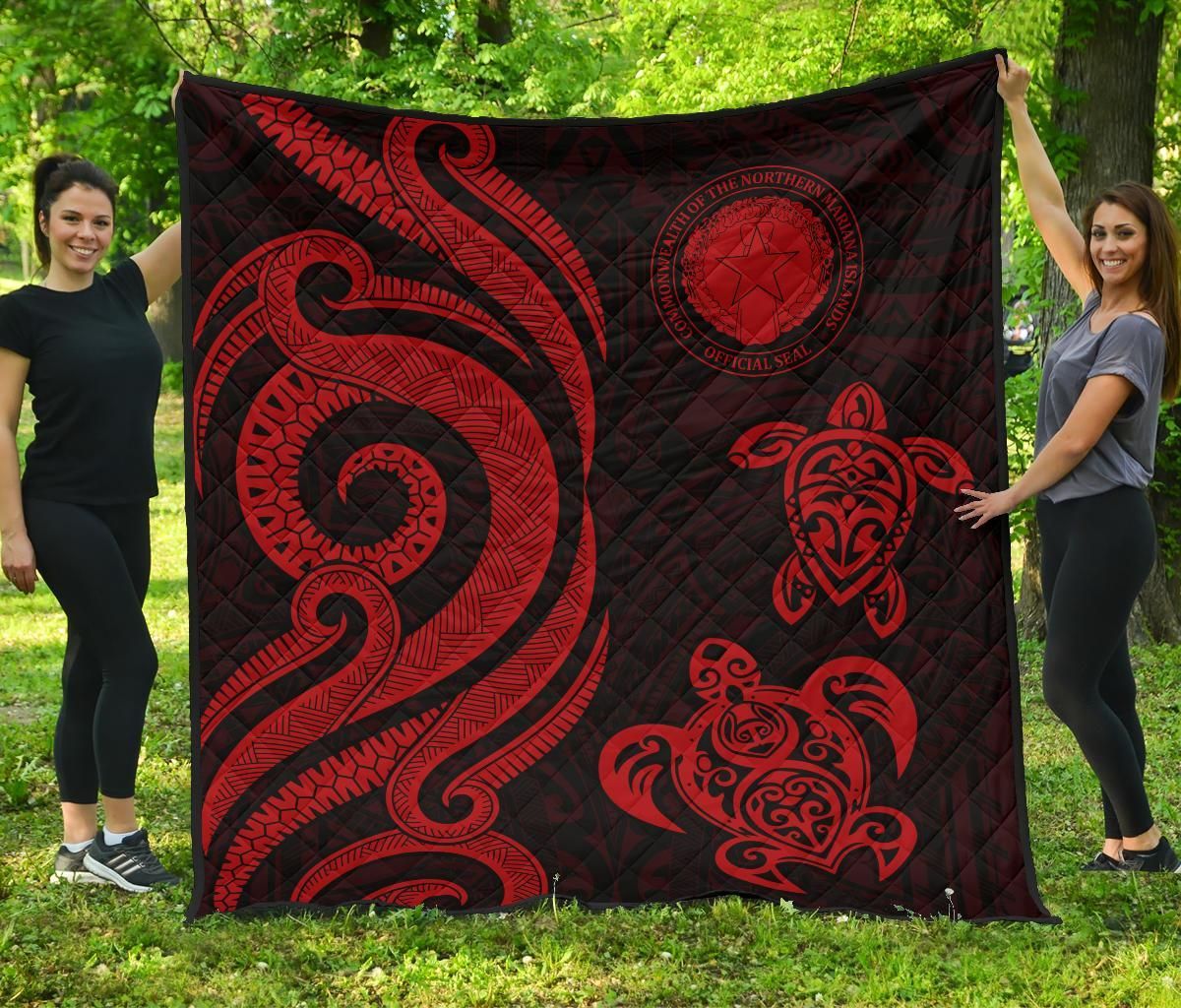 Northern Mariana Premium Quilt - Red Tentacle Turtle