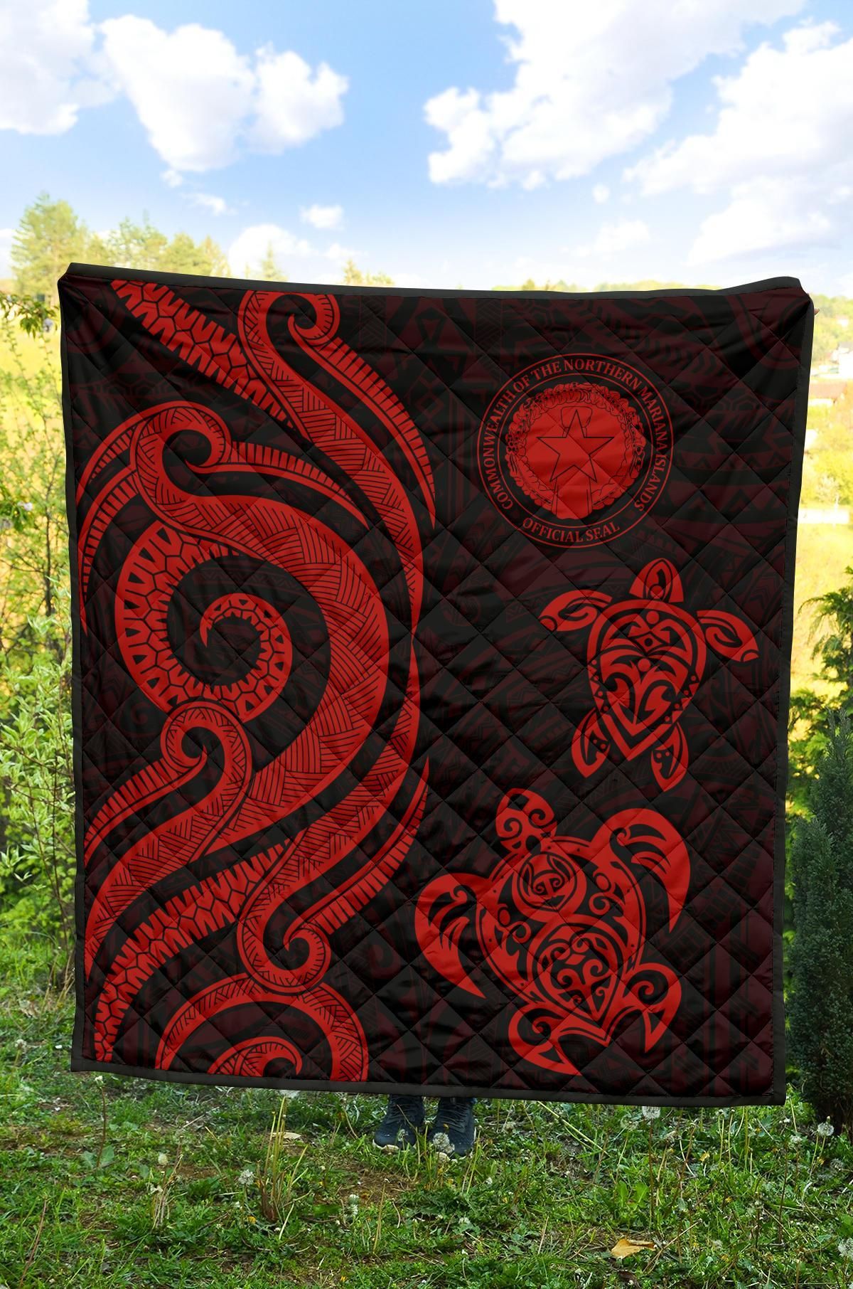 Northern Mariana Premium Quilt - Red Tentacle Turtle
