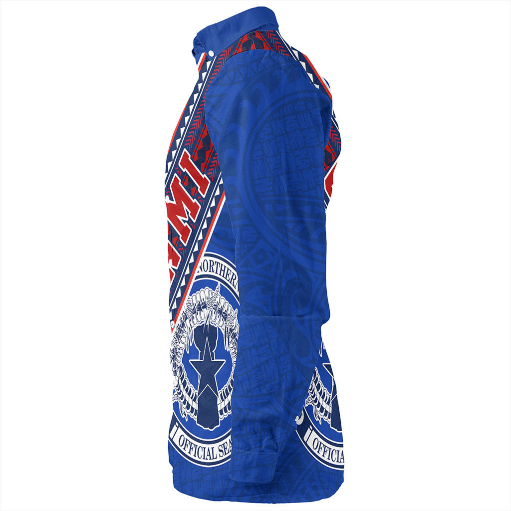 Northern Mariana Islands Long Sleeve Shirt Flag And Coat Of Arms