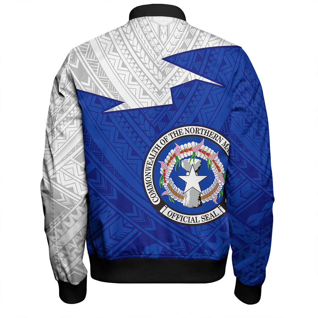 Northern Mariana Islands Bomber Jacket Polynesian Tattoo Flag And Coat Of Arms