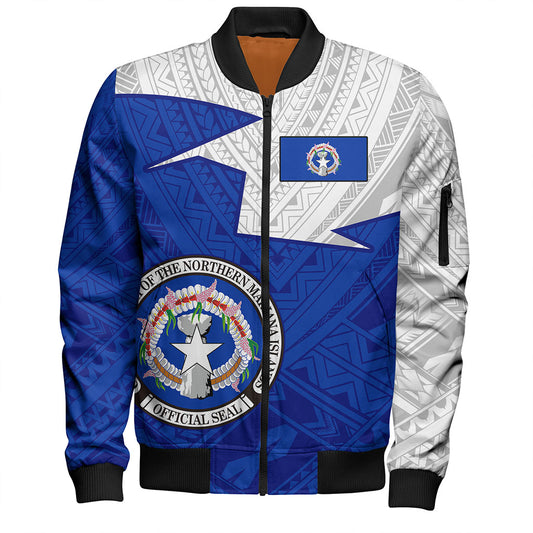 Northern Mariana Islands Bomber Jacket Polynesian Tattoo Flag And Coat Of Arms