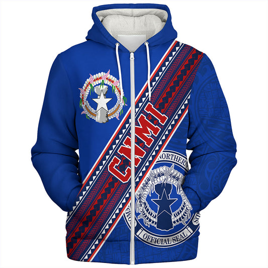 Northern Mariana Islands Sherpa Hoodie Flag And Coat Of Arms