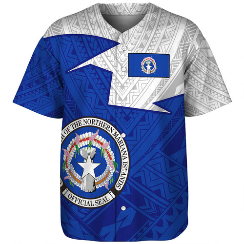Northern Mariana Islands Baseball Shirt Polynesian Tattoo Flag And Coat Of Arms