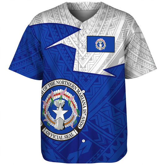 Northern Mariana Islands Baseball Shirt Polynesian Tattoo Flag And Coat Of Arms