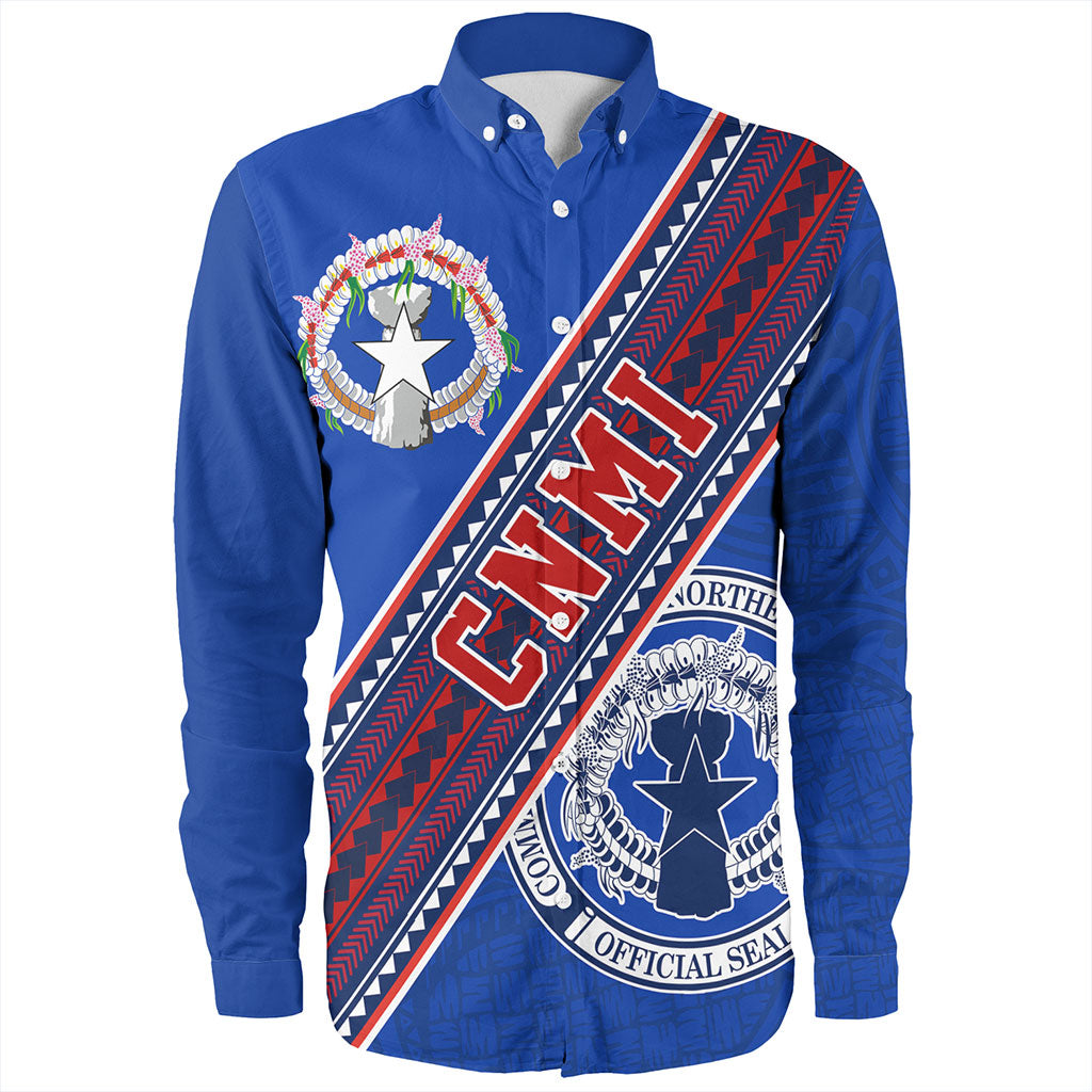 Northern Mariana Islands Long Sleeve Shirt Flag And Coat Of Arms